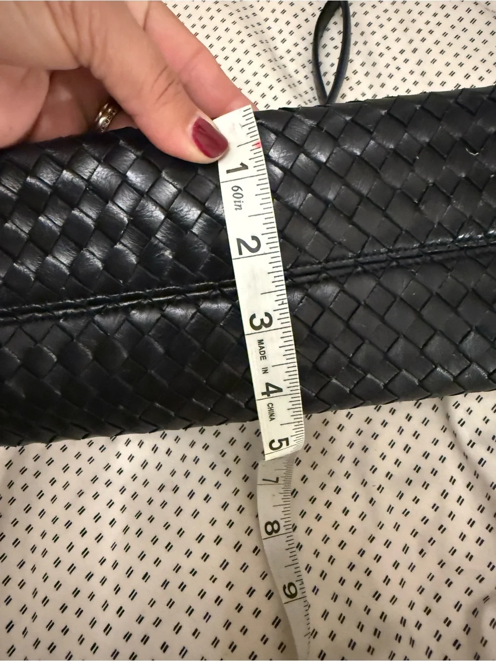 Black Woven Leather 3 Ways Bag with Tassel - Picture 8 of 14